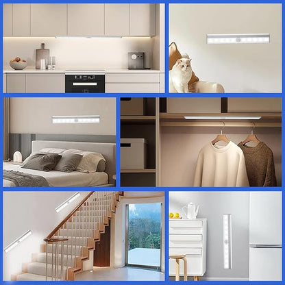 Cabinet Lighting 10 LED Closet Light, Motion Sensor Lights Indoor Dimmable Wireless Stick-on Night Light Bar for Kitchen, Wardrobe, Garage, Stairs, Bedroom (3 Packs)
