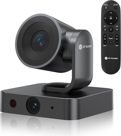 AV Access 4K Conference Room Camera, Dual Lens Cam(4K AI Tracking Cam and 1080P Panoramic Cam),3X Optical/5X Digital Zoom, 120° FOV, Auto Framing, Individuals Gallery, Works with Meet,Teams,Zoom