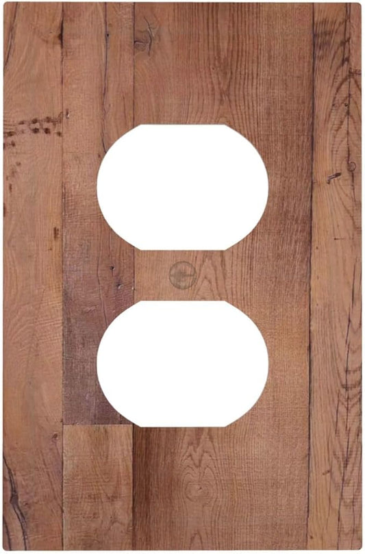 Rustic Brown Dark Wood Texture Printing Outlet Covers 1 Gang Duplex Light Switch Cover Decorative Switch Plates Electrical Receptacle Faceplate Wall Plate For Farmhouse Cabin Decor