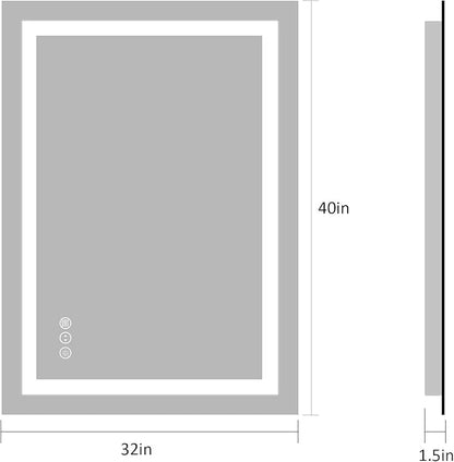 Amorho LED Bathroom Mirror 40"X32" with Front and Backlit, Stepless Dimmable Wall Mirrors with Anti-Fog, Shatter-Proof, Memory, 3 Colors, Double LED Vanity Mirror (Horizontal/Vertical)