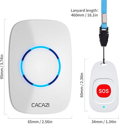 Caregiver Pagers Wireless Call Button for Elderly Patient Personal in Home Life Alert System for Seniors Range 260ft/80Menter,60 Ringtones (1SOS Button+1 Receiver)