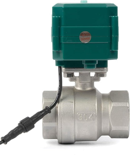 U.S. Solid 1-1/4" Smart Motorized Ball Valve - Remote App Mobile Control Stainless Steel Electrical Ball Valve with Manual Switch, 5V DC USB Connection