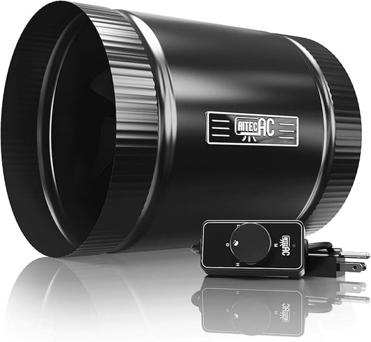 6 Inch Inline Duct Fan with Speed Controller - 282CFM High Airflow, Ultra Quiet 62.8dB for Grow Tents, Hydroponics, Ventilation, Exhaust - Energy Efficient 37W Inline Exhaust Fan