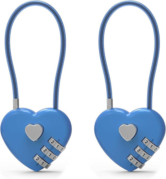 3 Digit Combination Lock, Combo Cable Lock with Code, Small Padlock Combination with Cable, for Luggage, Suitcase, Gym Locker, Backpack Bag Zipper, Cabinet, Mailbox, Outdoor Fence Gate