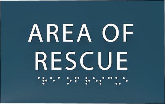 6" X4" Area of Rescue Sign - ADA Compliant Tactile Graphics Grade 2 Braille Text Wall Sign | Emergency Assistance, Refuge Place Sign for Schools, Offices, Apartments & Restaurants
