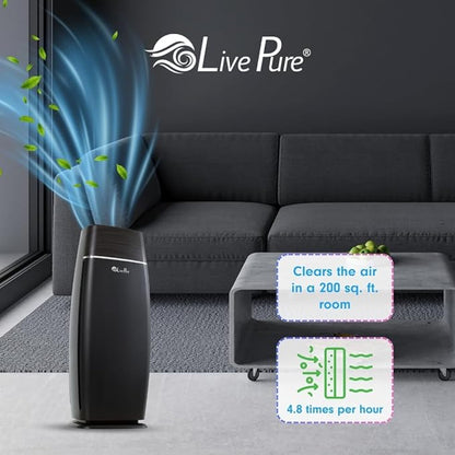 LivePure LP260TH-B Sierra Series True HEPA Digital Tall Tower Air Purifier for Home Captures Allergens, Smoke, Pollen, Mold, Dust Mites, Pet Hair, Energy Star Certified, Mahogany/Black