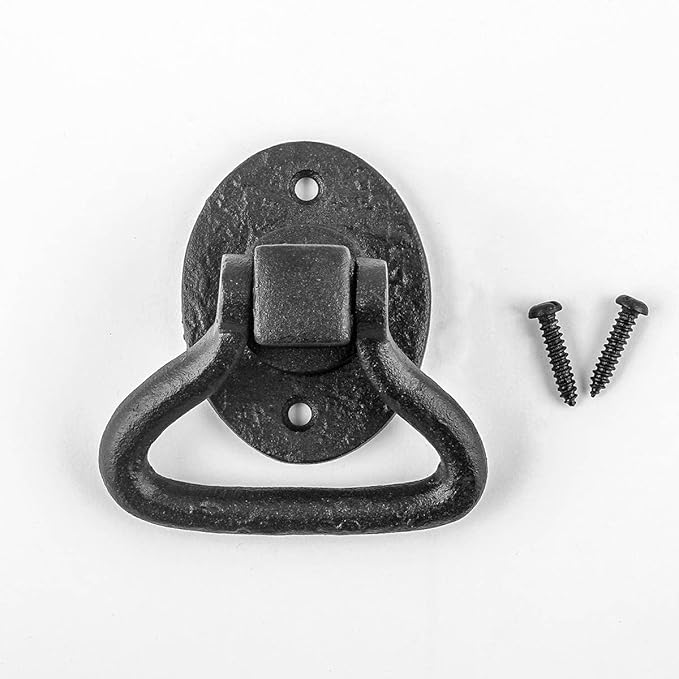Renovators Supply Manufacturing Door Lock Latch 6.5 in. Black Wrought Iron Gate Latch Garage Barn Door Lock with Mounting Hardware