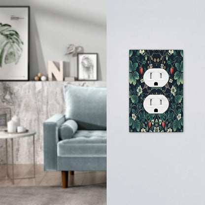 Outlet Covers Strawberry Birds Flowers Plant Morris Floral 1 Gang Duplex Wall Plate Decorative Switch Plates Electrical Receptacle Faceplate Light Switch Cover for Bedroom Farmhouse Decor
