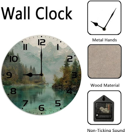 10 in Cats and Succulents -122 Wood Wall Clock – Digital Time Display, Smart Home Compatible for Bedside or Workspace
