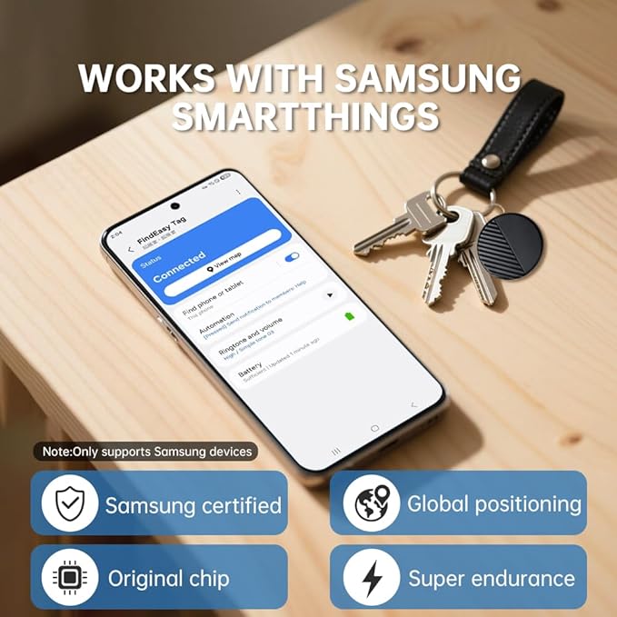 SmartTags for Samsung 4PCS, Bluetooth Trackers Item Locator for Keys, Wallet, Luggage, Pets, IP65 Water-Resistant, Long Battery Life, Compatible with Samsung Galaxy Device (NOT for iOS or Huawei)
