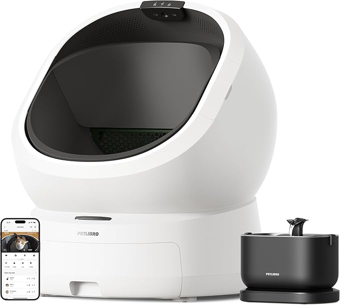 Bundle of PETLIBRO Luma Automatic Cat Litter Box AI Waste Analysis + PETLIBRO Cat Water Fountain, Cordless Water Fountain Battery Operated, 2.5L/84oz Dockstream with Stainless Steel Tray