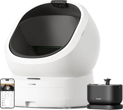 Bundle of PETLIBRO Luma Automatic Cat Litter Box AI Waste Analysis + PETLIBRO Cat Water Fountain, Cordless Water Fountain Battery Operated, 2.5L/84oz Dockstream with Stainless Steel Tray