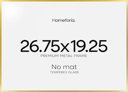 Homeforia 19.25x26.75 Gold Puzzle Frame, High End Metal 19.25 x 26.75 Picture Frames without Mat, 26.75x19.25 Thin Poster Frame for Wall, 19.25by26.75 Puzzle Frames, Tempered Glass, Wall Kit, Set of 1