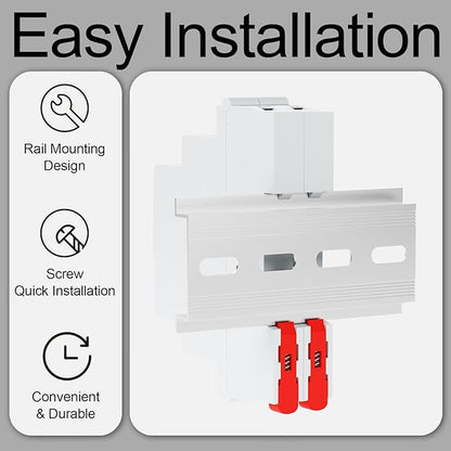 2Pcs C45 DIN Rail Mount Indicator Light, LED Indicator Light, 110 VAC/DC Signal Lamp, with 80 mm DIN Rail & Screws, Ideal Light for Indicating Circuit Status, CE (Red)