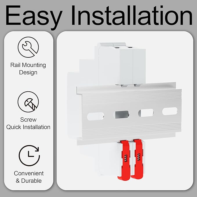 2Pcs C45 DIN Rail Mount Indicator Light, LED Indicator Light, 110 VAC/DC Signal Lamp, with 80 mm DIN Rail & Screws, Ideal Light for Indicating Circuit Status, CE (Yellow)