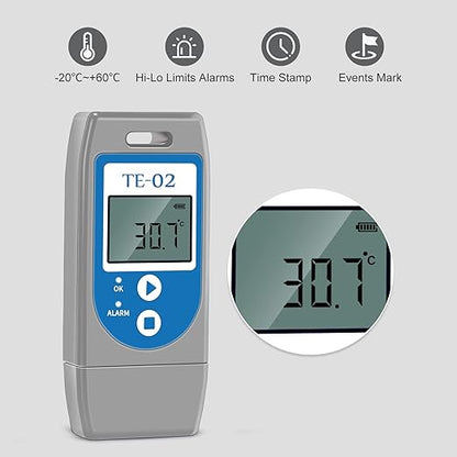 Temperature Data Logger, APRVTIO TE-02 10 PCS USB Temperature Data Recorder with PDF, 32000 Points, Plug and Play, Multi-Device Data Comparison, Calibration Certified