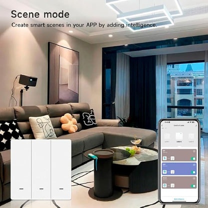 ZigBee3.0 Smart Switch 3 Gang Wireless Scene Switch, ZigBee Smart Light Switch Need Zigbee Hub Work with Tuya Smart Life APP Smart Button Scene Remote for Tuya Smart Home Devices (3 Gang)