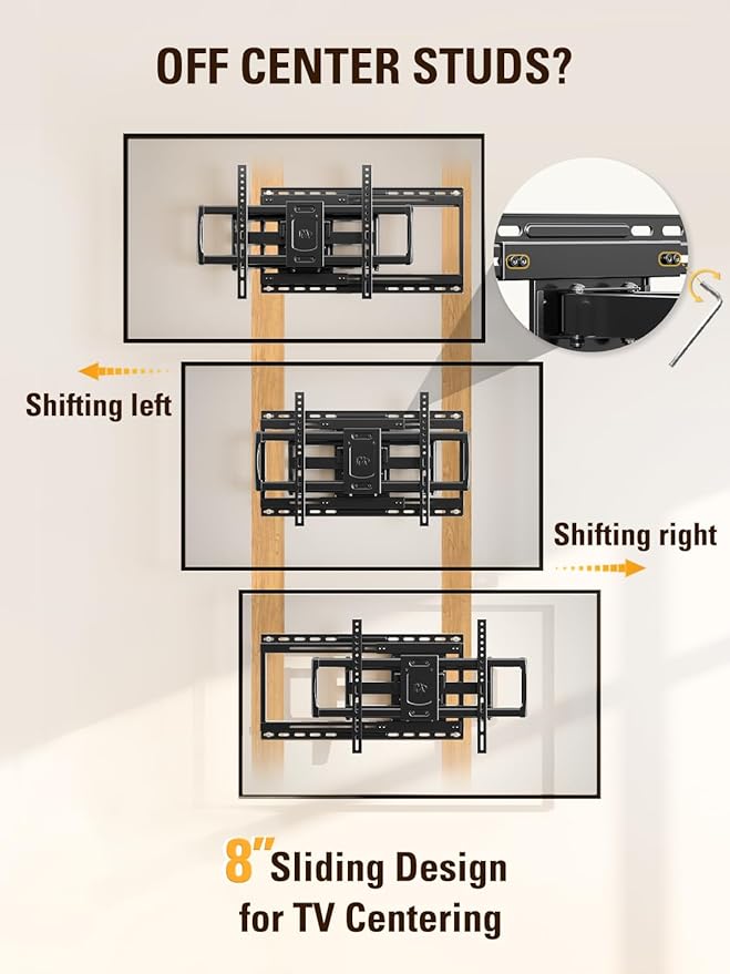 Mounting Dream Sliding TV Wall Mount for 42-86" TVs, Full Motion Articulating Dual Arms, Easy TV Centering, Max VESA 600x400mm, 132 lbs, MD2198