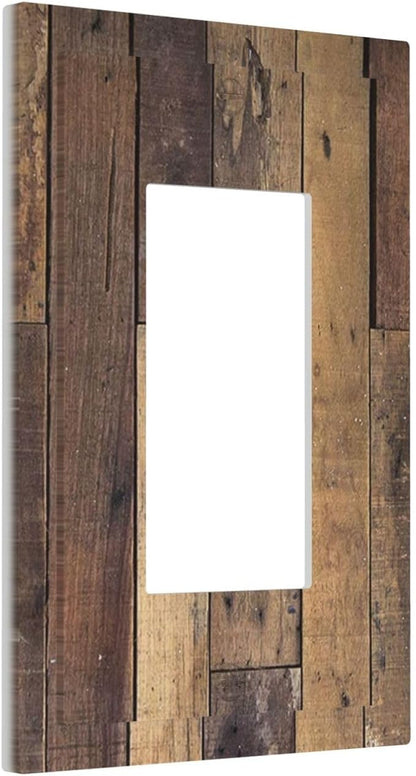 Cool Brown Wood Style Vintage Rustic Print Decorative Outlet Covers 1 Gang Single Rocker Light Switch Cover Plate Wall Plates GFCI Faceplate for Farmhouse Home Decor