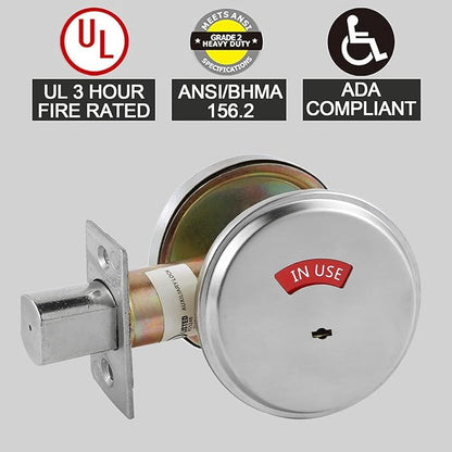in-Use/Vacant Commercial Deadbolt, Heavy Duty Satin Chrome Grade 2 Privacy Indicator Deadbolt for Bathroom/Office, UL3 Hour Fire Rated, Left&Right Handed, 2 3/4" Backset, 7 Packs