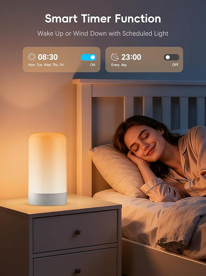 RGBICWW Smart Table Lamp, Touch Bedside Lamp with App Control, LED Desk Lamp with Music Sync, 30+ Scenes & 16M Colors, Color Changing Lamp for Bedroom Living Room Gaming Dimmable Night Light, White