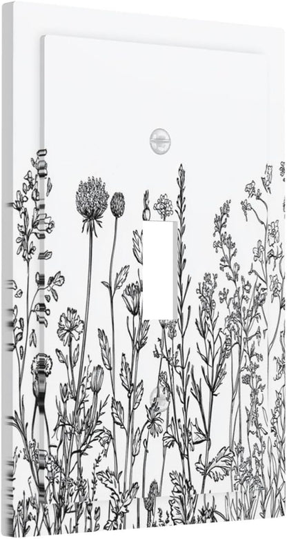 Decorative Light Switch Cover Floral Wildflower Rustic Plant Leaves 1 Gang Single Toggle Device Electrical Faceplate Switchplates Decorator Outlet Wall Plate For Farmhouse Cabin Decor