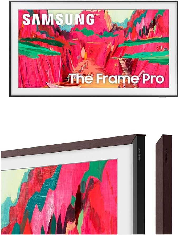 SAMSUNG 75-Inch The Frame Pro LS03FW 4K Neo QLED Mini LED Smart TV (2025 Model) with Modern Brown Customizable Bezel Bundle
