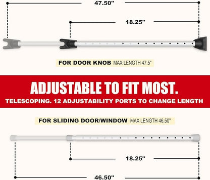 Securityman Door Security Bar with Alarm (Detachable) - 120dB Siren Door Stopper Alarm - Adjustable Jammer & Patio Bar - Strong, Withstands 400lbs - Home Protection