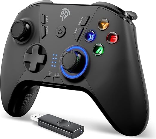 EasySMX 2.4G Wireless Gaming Controller for Windows PC, Steam Deck, PS3 & Android TV Box, Plug and Play Gamepad with Dual Vibration, 4 Back Paddles, Up to 14-Hour Battery Life