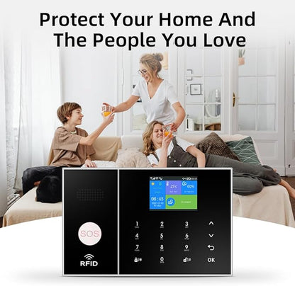 YBJ Wireless Alarm System for Home Security,DIY 4G Smart Home Alarm System with APP Alert, 24-Piece-Kit (Motion Detector,Door Window Sensor,Siren,Remote Control),Work with Alexa and Google Assistant