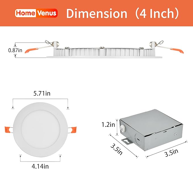 Homevenus Smart Recessed Lighting 4 Inch 9W 810LM Ultrathin Recessed Lights RGBCW Music Sync Color Changing Dimmable Canless Led Recessed Light Fixtures Compatible with Alexa/Google Assistant 4 Pack