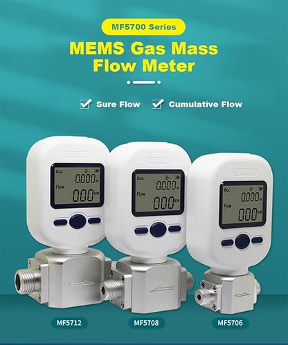 Digital Gas Flow Meter for Air, Portable Gas Mass Nitrogen Oxygen Flow Rate Meter, Compressed Air Digital Display Tester (MF5712 (0-250L/min))