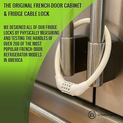 Urban August Original Fridge Lock: Multi-Functional Cable Combination Lock, for French-Door Refrigerators and Cabinets (Two Pack White)