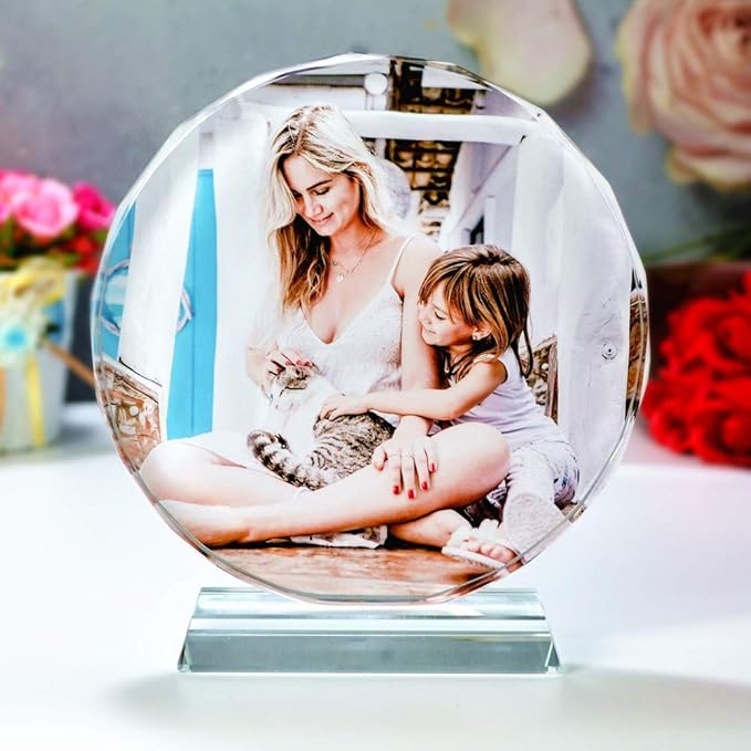 FANF&YKPY Crystal Glass Custom Color Photo Home Decor Photo Frames, Birthdays, Wedding Anniversaries, Wedding Gifts, for Girlfriends, Husbands,Wife,Friends,Parents