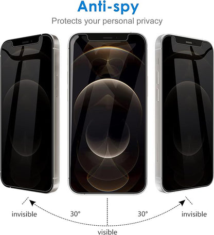 JETech Privacy Screen Protector for iPhone 12 Pro Max 6.7-Inch with Camera Lens Protector, Anti Spy Tempered Glass Film, 2-Pack Each