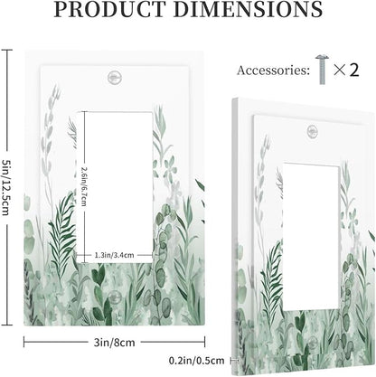 Watercolor Green Leaf Rustic Plant Eucalyptus Flowers Decorative Outlet Covers 1 Gang Single Rocker Light Switch Cover Plate Wall Plates GFCI Faceplate for Bed Room Living Room Decor