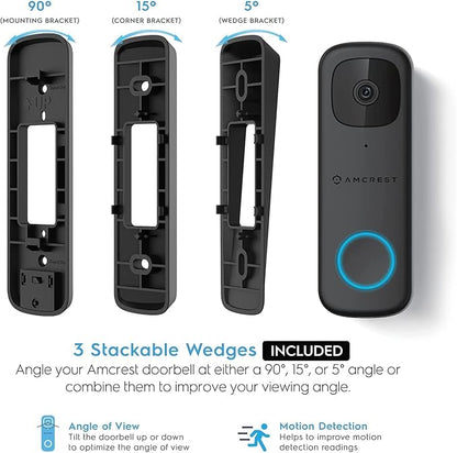 Amcrest 4MP Video Doorbell Camera Pro, Outdoor Smart Home 2.4GHz and 5GHz Wireless WiFi, Micro SD Card, AI Human Detection, IP65 Weatherproof, 2-Way Audio, 164º Wide-Angle Wi-Fi AD410