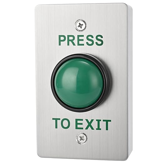Push to Exit Button for Door Access Control Big Press Button IP68 Waterproof 304 Stainless Steel Shell with Back Mounted Box NO/COM Output