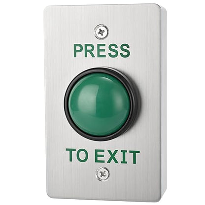 Push to Exit Button for Door Access Control Big Press Button IP68 Waterproof 304 Stainless Steel Shell with Back Mounted Box NO/COM Output