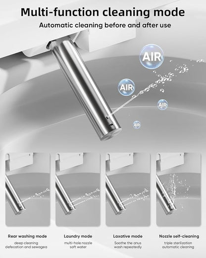 Smart Toilet with Warm Water Sprayer and Dryer, One Piece Bidet Toilet with Auto Dual Flush Foot Sensor Operation,Heated Seat Smart with Built In Fahrenheit LED Display