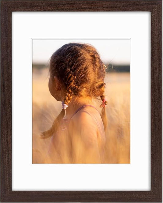 Golden State Art, 11x14 Picture Frame with Mat for 8x10 - High Definition Glass Wall Mounting Horizontal Vertical Display (Brown, 1 Pack)