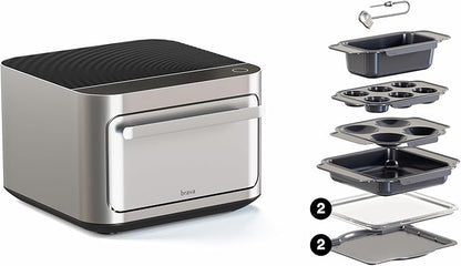 Brava Oven Bake & Breakfast Set: 10-in-1 Touchscreen Countertop Smart Oven, Air Fryer, 6-Slice Toaster, Slow Cooker, Reheater, Dehydrator, Rice Cooker, Healthy & User Friendly, Auto-Shut Off, 1800W