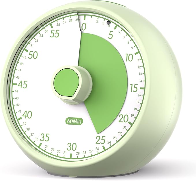 Visual Timer for Kids 60-Minute - Silent Analog Countdown Time Timer with Optional Alarm, Focus Tool for ADHD & Autism, Time Management for Homework, Chores, Office, Kitchen, Teaching & Study Routines