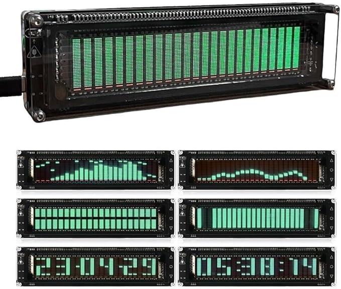 AK2515 Pro Audio Spectrum Analyzer with VFD Display, MIC Input & Advanced AGC, Adjustable Gain, Type-C Power,Precise Sound Level Meter for Musicians and Audio Enthusiasts