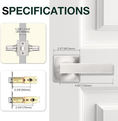 GOBEKOR 2 Pack Brushed Nickel Door Levers with Lock - Passage Door Handles