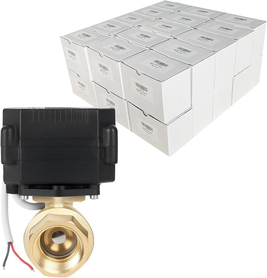 3/4" Brass Motorized Ball Valve 30 Pack - NPT Electric Water Valve 2 Wire with Full Port,9-24V AC/DC Electrical Ball Valve,Auto Return