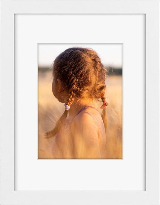 Golden State Art, 9x12 Picture Frame with Mat for 6x8 - High Definition Glass Wall Mounting Horizontal Vertical Display (White, 1 Pack)