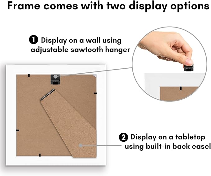 Americanflat 5x5 Picture Frame with Shatter-Resistant Glass - Signature Collection - Gallery Style Frames Made of Engineered Wood - Square Frame for Tabletop and Wall Display - White