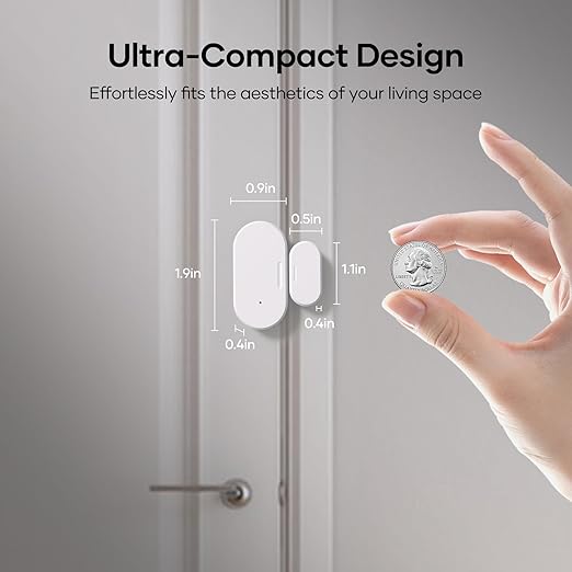 Zigbee Door Sensor 2 Pack, Mini Smart Door Sensor, Home Automation, Kid Safety, Compatible with SmartThings, Alexa, Home Assistant, Aeotec, Hubitat, Homey with Build-in Zigbee Hub, Hub Required