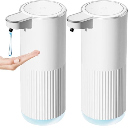 Automatic Soap Dispenser, 2 Pack White Touchless Liquid Soap Dispenser for Bathroom, 13.5 Fl Oz Plastic Electric Auto Dish Soap Dispensers Wall Mount for Kithcen with Adjustable Volume